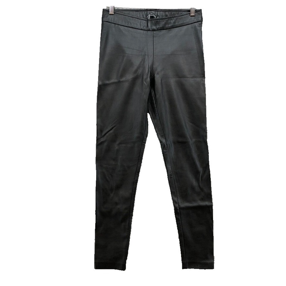 Avenue Montaigne Leather Pants Womens 8 Black Tapered Leg Mid Rise Rocker